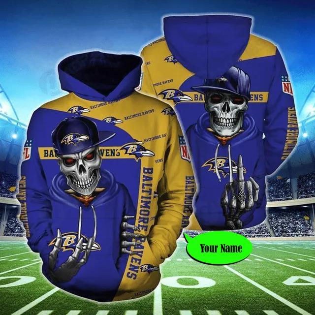 Personalized Baltimore Ravens Hiphop Skeleton – Hoodie 3D, NFL Hoodie Personalized Baltimore Ravens Hiphop Skeleton – Hoodie 3D, NFL Hoodie