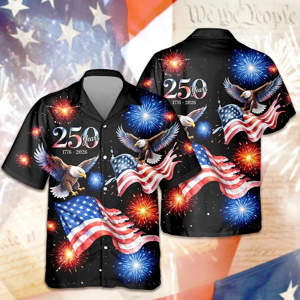 250 Years 1776 – 2026 Patriotic Eagle Hawaii Shirt, 250th Anniversary Gift 250 Years 1776 – 2026 Patriotic Eagle Hawaii Shirt, 250th Anniversary Gift