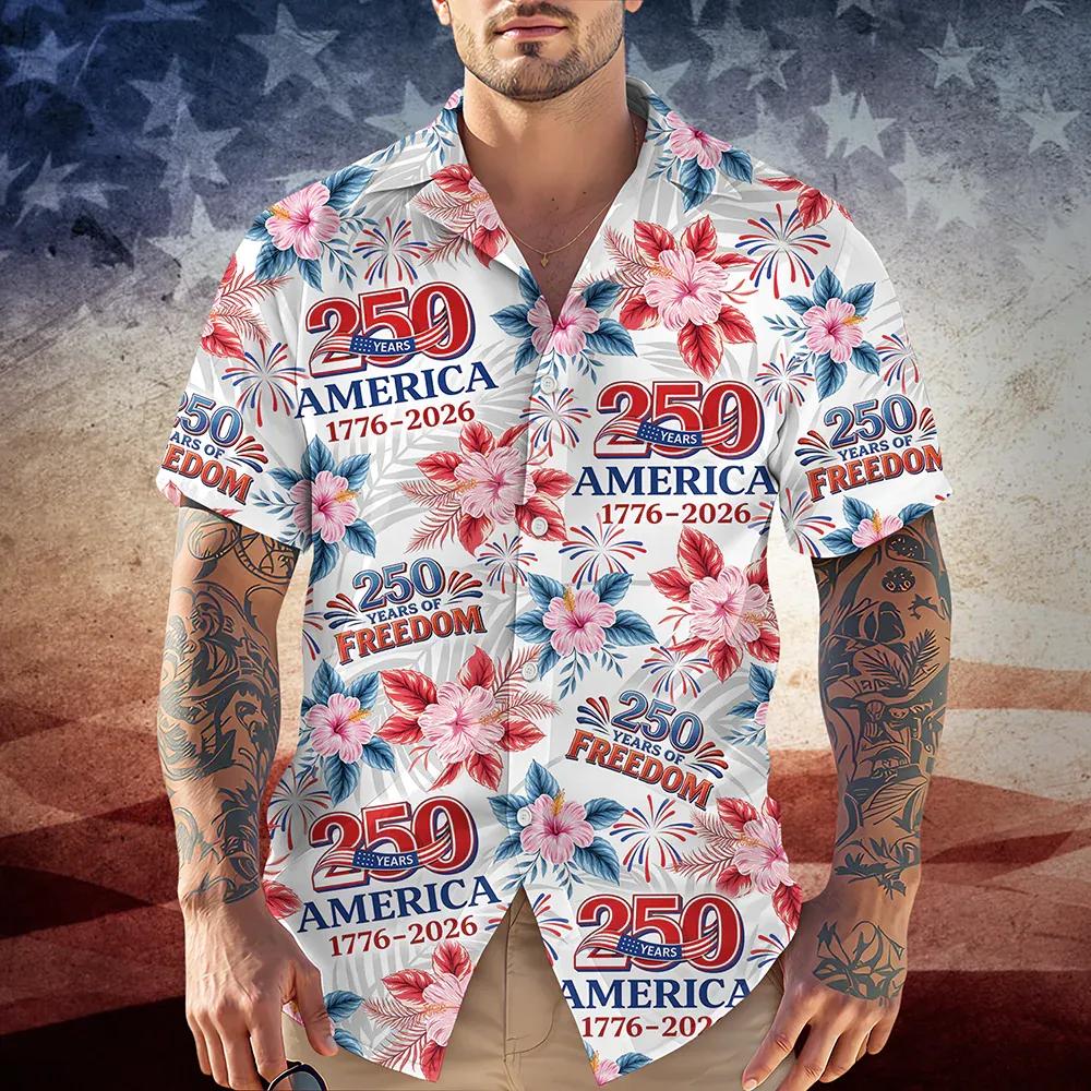 250 Years Of America 1776-2026 Hawaiian Shirt, 250th Anniversary Gift 250 Years Of America 1776-2026 Hawaiian Shirt, 250th Anniversary Gift
