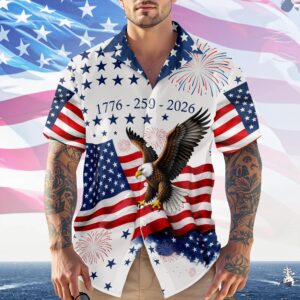 America 250th Anniversary 1776 – 2026 Patriotic Hawaiian Shirt, 250th Anniversary Gift America 250th Anniversary 1776 – 2026 Patriotic Hawaiian Shirt, 250th Anniversary Gift