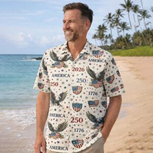 America’s 250th Anniversary Personalized Patriotic Hawaiian Shirt, 250th Anniversary Gift