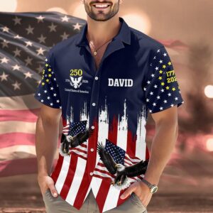 Custom Name America 250th Anniversary 1776-2026 Eagle Hawaii Shirt, 250th Anniversary Gift