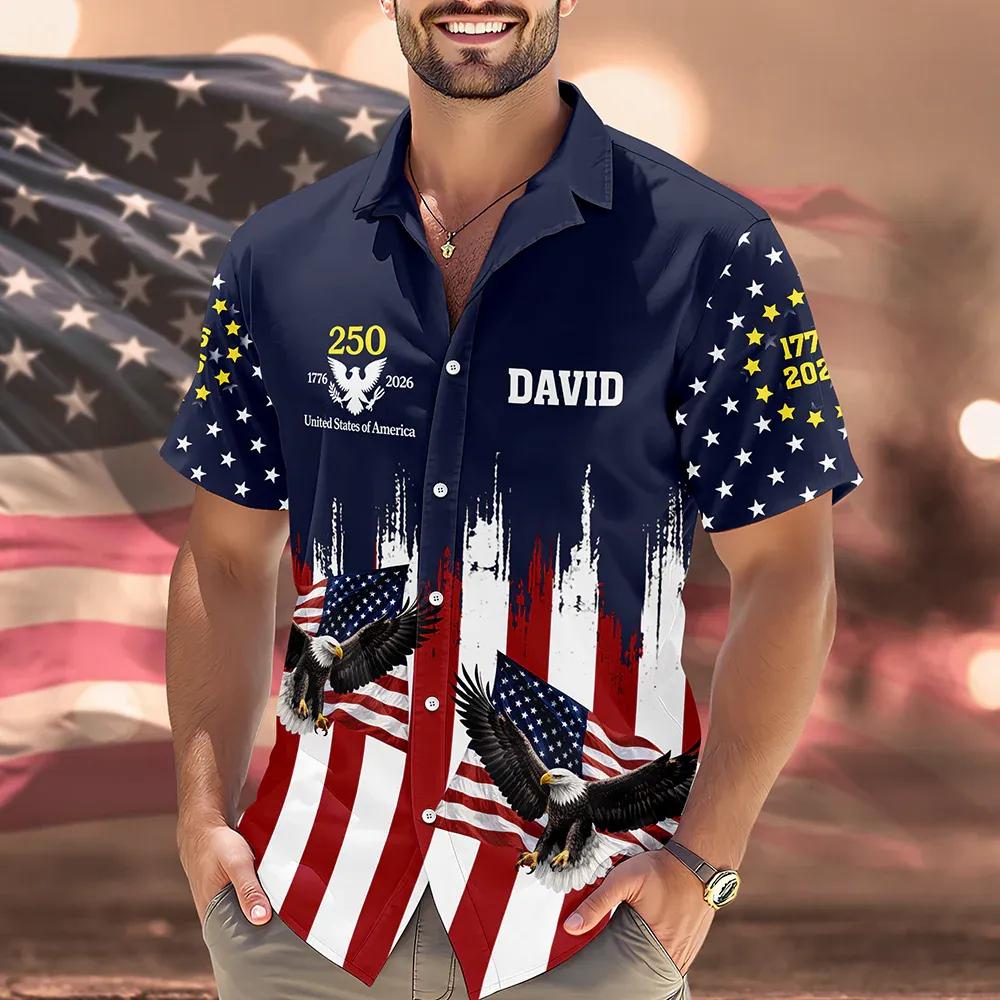 Custom Name America 250th Anniversary 1776-2026 Eagle Hawaii Shirt, 250th Anniversary Gift Custom Name America 250th Anniversary 1776-2026 Eagle Hawaii Shirt, 250th Anniversary Gift