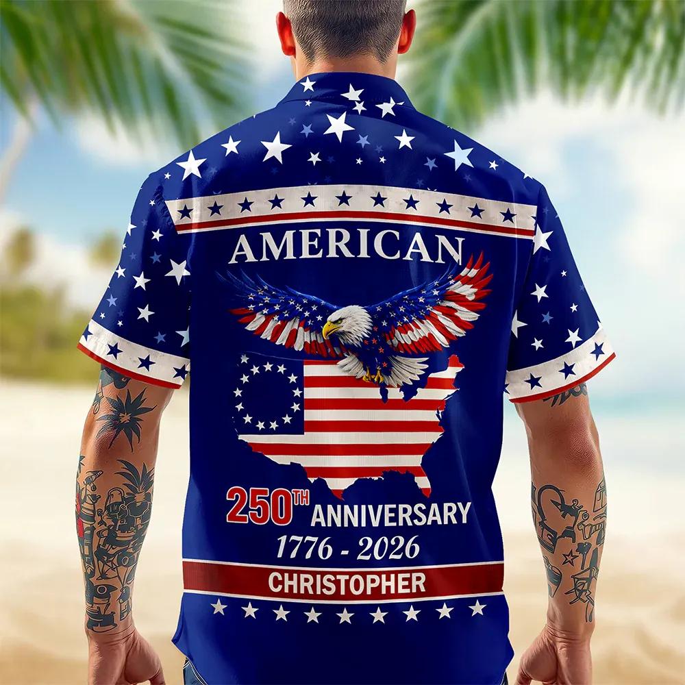 Custom Name American 250Th Anniversary Eagle Flag Hawaii Shirt, 250th Anniversary Gift Custom Name American 250Th Anniversary Eagle Flag Hawaii Shirt, 250th Anniversary Gift