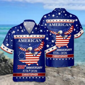 Custom Name American 250Th Anniversary Eagle Flag Hawaii Shirt 3