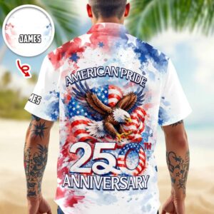 Custom Name American Pride Patriotic 250th Anniversary Eagle 1776–2026 Hawaii Shirt, 250th Anniversary Gift