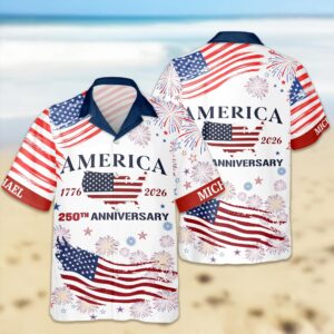Custom Name America 250th Anniversary Hawaii Shirt 3