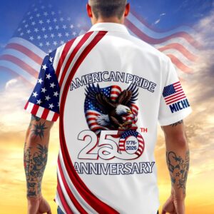Custom Name American Pride Patriotic 250th Anniversary Eagle Hawaii Shirt, 250th Anniversary Gift