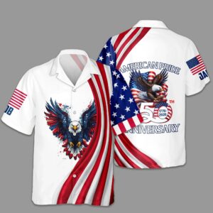 Custom Name American Pride Patriotic 250th Anniversary Eagle Hawaii Shirt 3