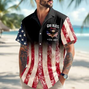 Patriotic 250th America Eagle Anniversary God Bless 1776–2026 Hawaii Shirt Patriotic 250th America Eagle Anniversary God Bless 1776–2026 Hawaii Shirt