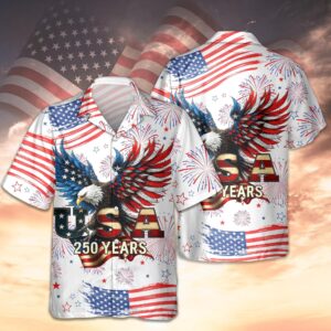 Patriotic Bald Eagle USA 250 Years Hawaii Shirt 3