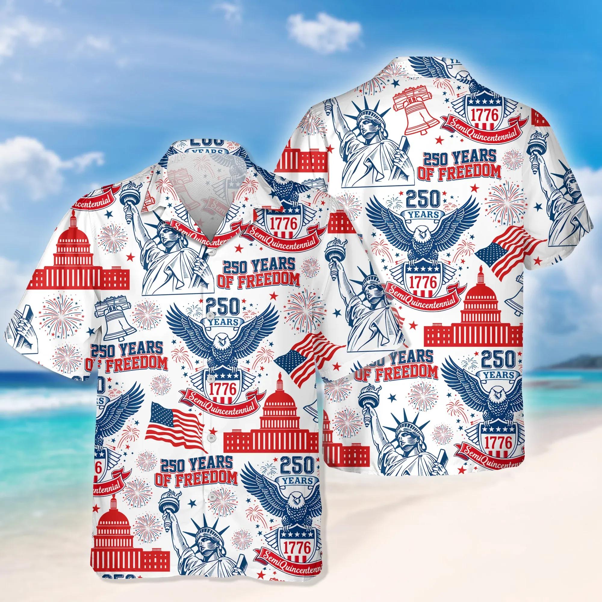250 Years Of Freedom America Hawaii Shirt, 250th Anniversary Gift 250 Years Of Freedom America Hawaii Shirt, 250th Anniversary Gift