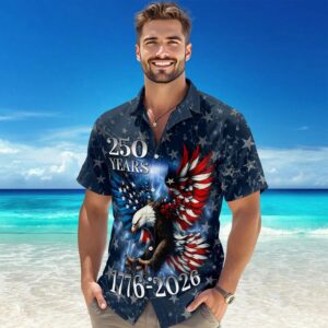 250th Anniversary Eagle Patriotic American Hawaiian Shirts, 250th Anniversary Gift