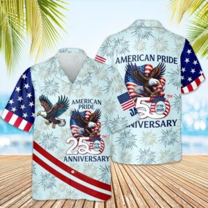American Pride Patriotic 250th Anniversary Eagle Hawaiian Shirt, 250th Anniversary Gift