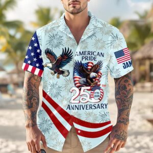 American Pride Patriotic 250th Anniversary Eagle Hawaiian Shirt, 250th Anniversary Gift