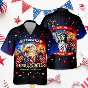 Personalized Happy 250th Anniversary United States – 250 Years of Freedom Hawaiian Shirt, 250th Anniversary Gift