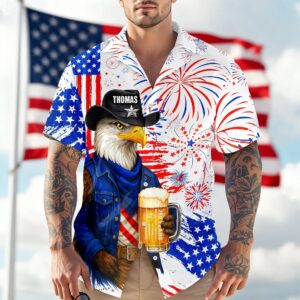 Personalized Name America 250th Birthday US Flag Hawaii Shirt, 250th Anniversary Gift