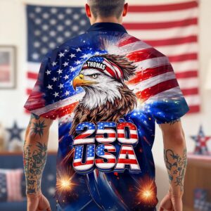 Personalized Name America 250 Eagle Patriotic Hawaii Shirt, 250th Anniversary Gift