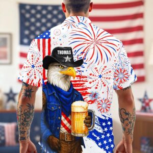 Personalized Name America 250th Birthday US Flag Hawaii Shirt, 250th Anniversary Gift