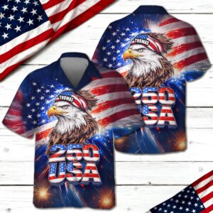 Personalized Name America 250 Eagle Patriotic Hawaii Shirt 3