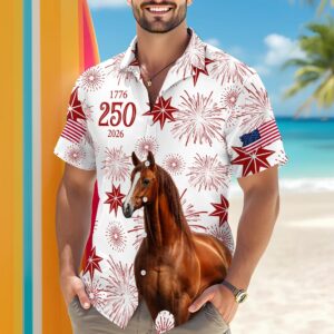 Personalized USA 250 Anniversary 1776-2026 Hawaii Shirt For Farmer, Horse Lovers, 250th Anniversary Gift