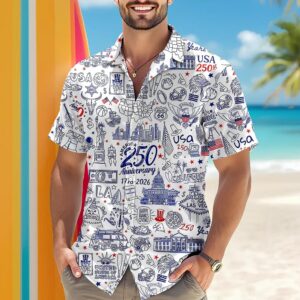 USA 250th Anniversary Patriotic Hawaii Shirt, 250th Anniversary Gift USA 250th Anniversary Patriotic Hawaii Shirt, 250th Anniversary Gift