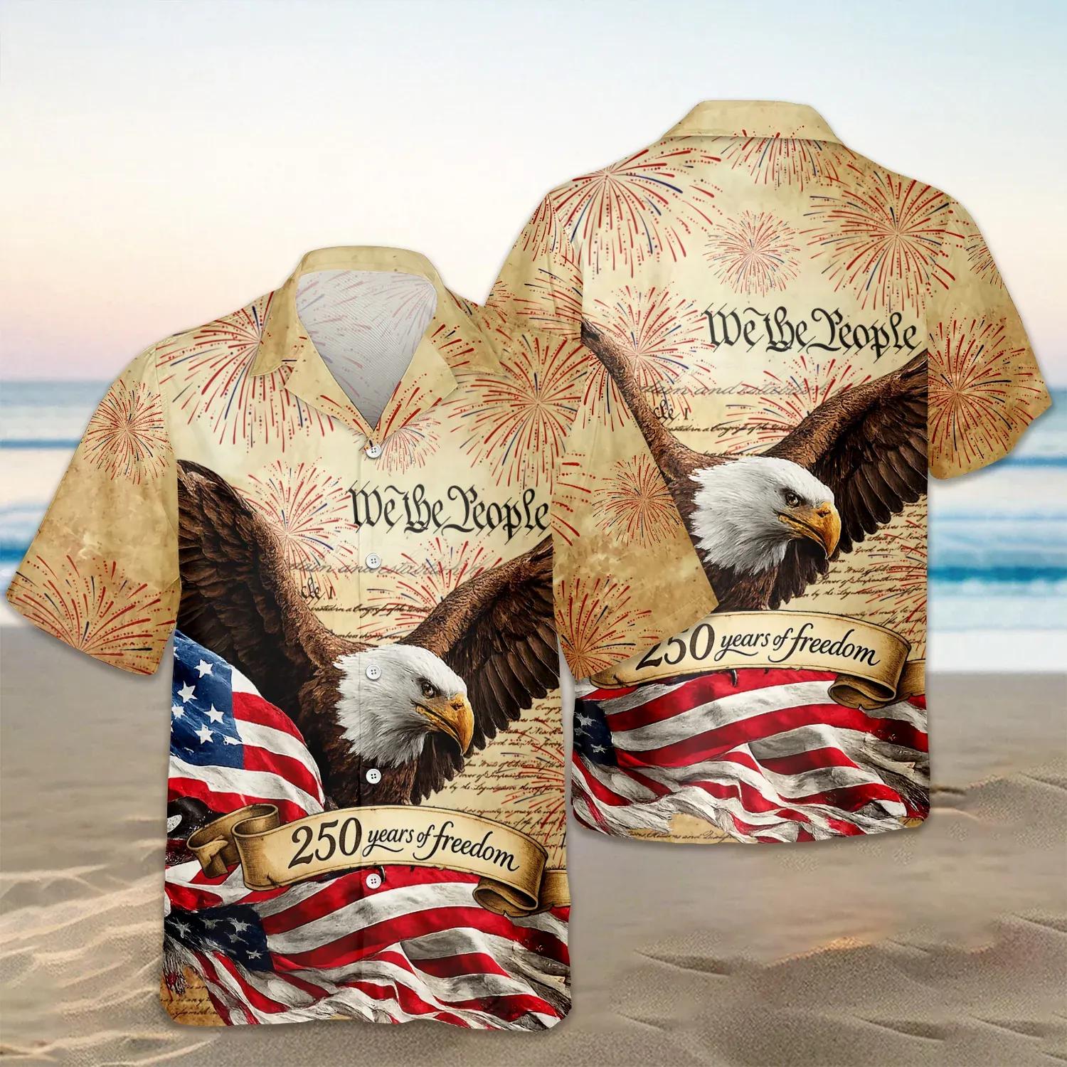 We The People 250 Years of Freedom Hawaiian Shirt – American Flag Patriotic, 250th Anniversary Gift We The People 250 Years of Freedom Hawaiian Shirt – American Flag Patriotic, 250th Anniversary Gift